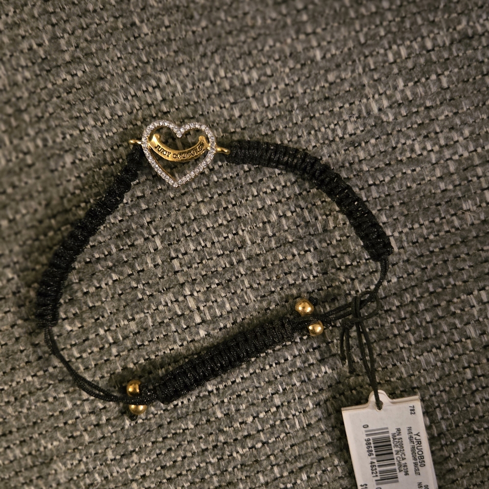 Juicy Couture Heart Charm Black Bracelet